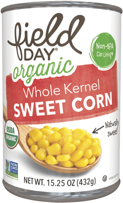 Organic Whole Kernal Sweet Corn - Field Day Organic Ranchero Chili Beans - 15 Oz Canister (278x432), Png Download
