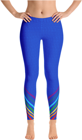 Blue Chakras Chevron Long Leggings (500x500), Png Download