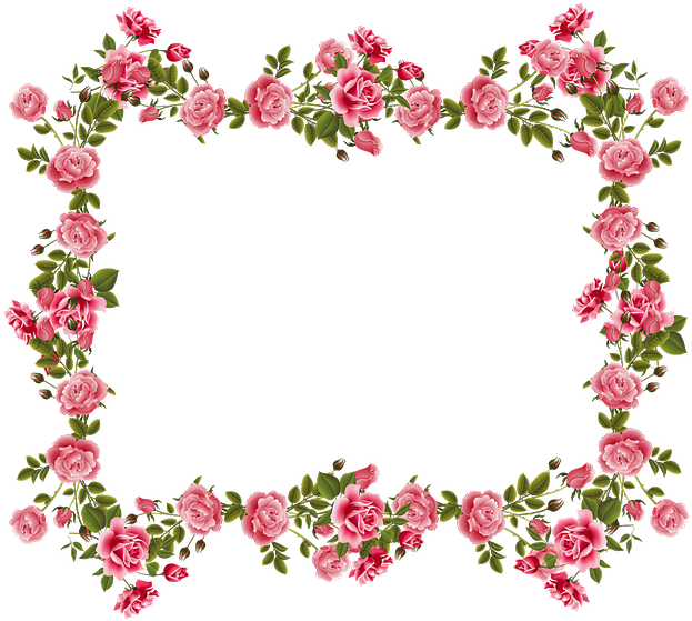 Borde De Flores Png - Pink Flower Border Design (640x578), Png Download