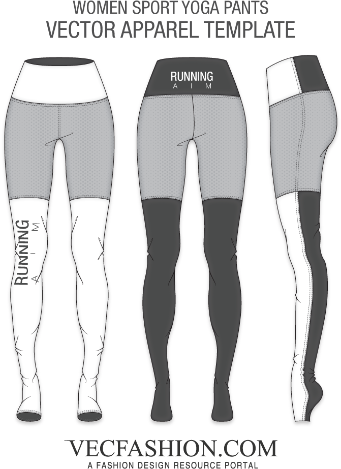 Freeuse Library Flat Drawing Leggings - Yoga Pants Design Template (1000x1000), Png Download