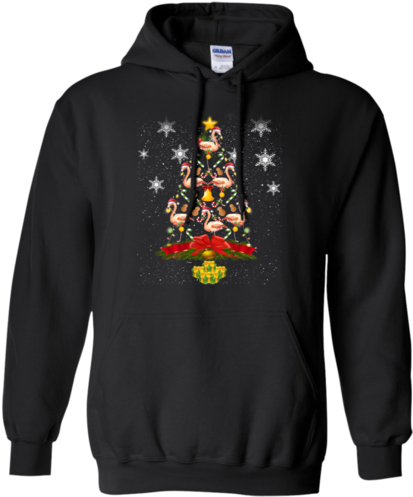 Flamingo Pink Santa Hat Christmas Tree Star Tree Hoodie - Stranger Things Friends Don T Lie Hoodie (500x500), Png Download