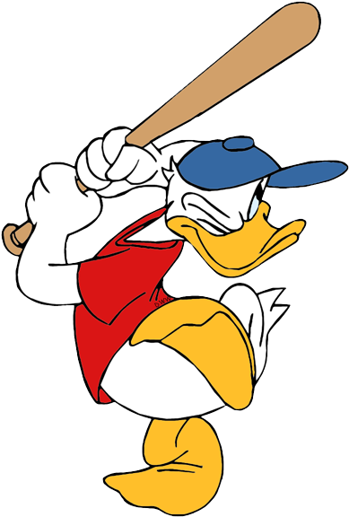Graphic Library Download Baseball Clipart - Donald Duck Playing Baseball (394x586), Png Download