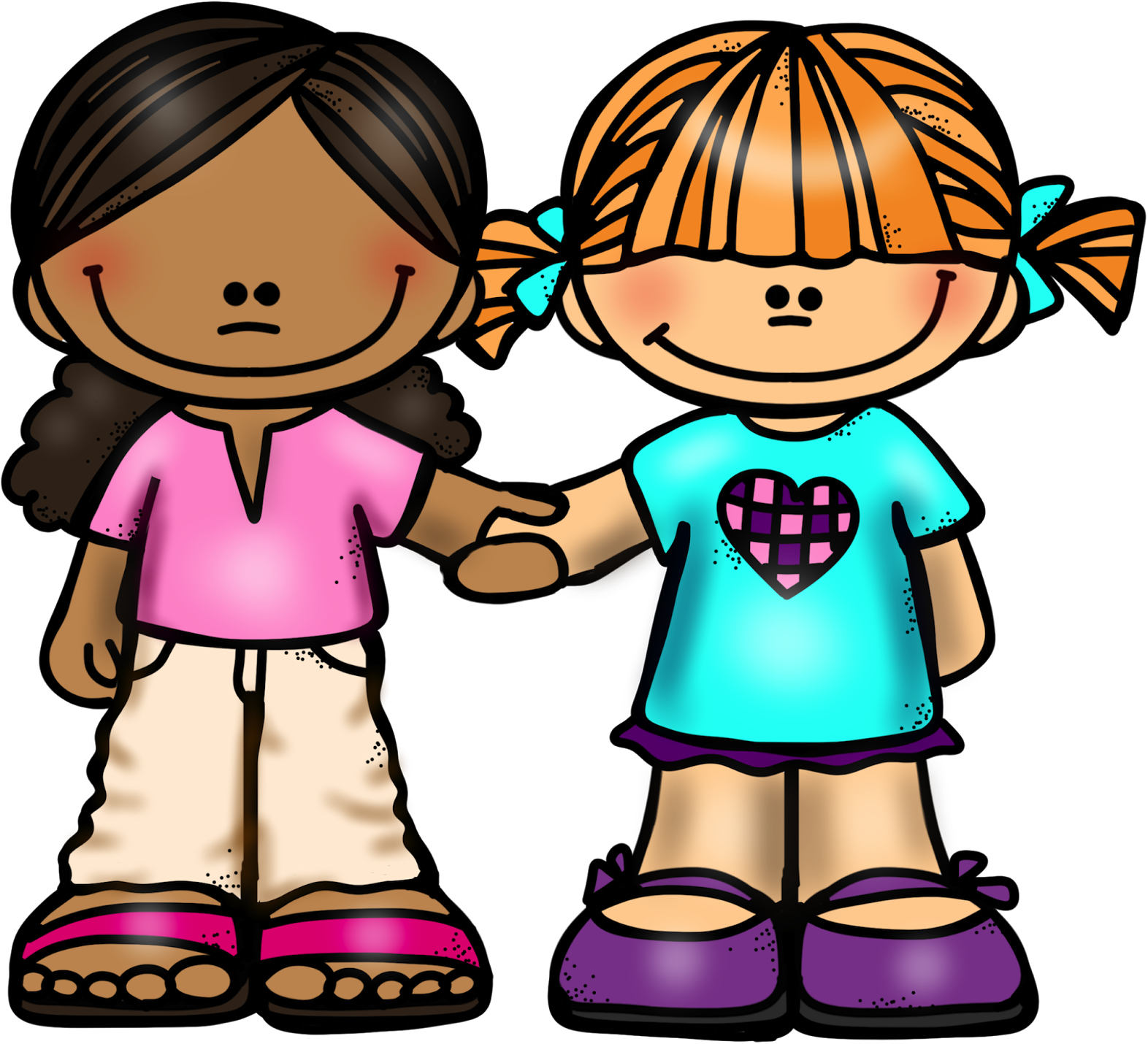 Girl Friends Holding Hands - Friends Holding Hands Clipart (1600x1473), Png Download
