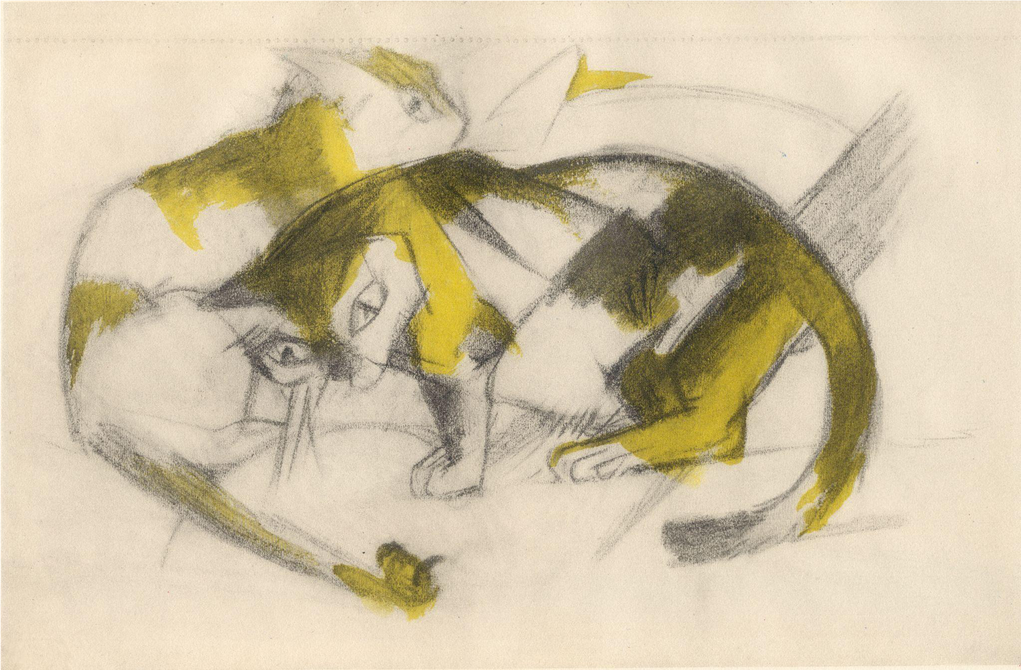 Postcard Drawing Watercolor Paint - Two Cats (2048x2048), Png Download