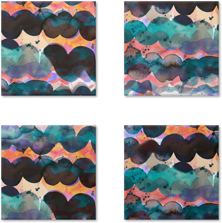 Magneto Abstract Waves Marine Watercolor - Patchwork (800x800), Png Download