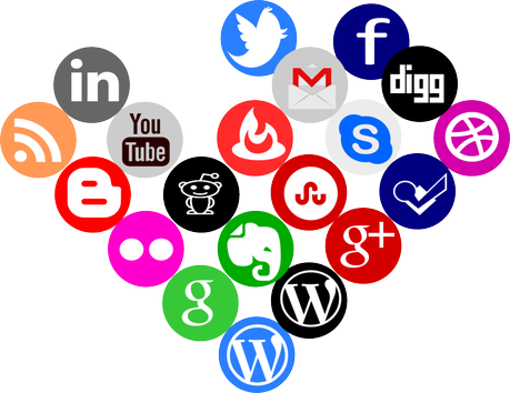 Almost Rounded Social Media Icons - Social Media Icons Png In Hd (459x354), Png Download