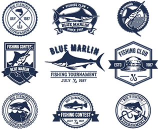 Set Of Vector Badges, Stickers On Catching Fish - Euclidean Vector (360x360), Png Download