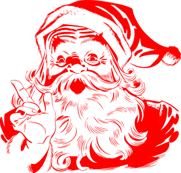 Santa Claus Red Christmas Santa X-mas Bear - Black And White Santa Claus Clipart (355x340), Png Download