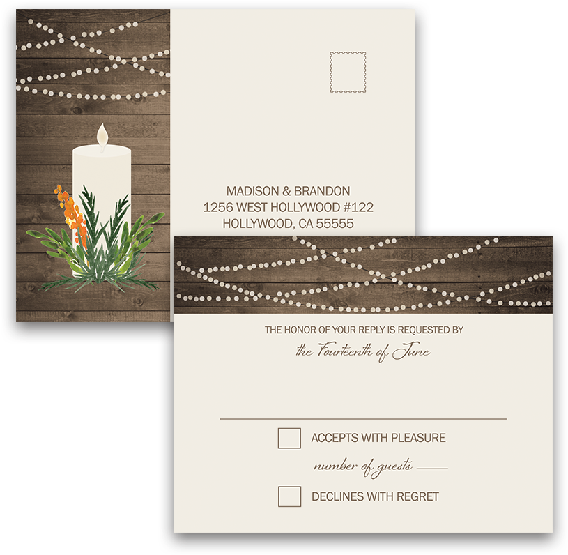 Rustic Greenery Wedding Rsvp Postcard - Wedding (900x900), Png Download
