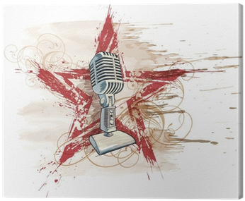 Microphone, Grunge Watercolor Star & Floral Ornament - Hmwr Music Tapestry Wall Hanging Art Music Ornamental (400x400), Png Download