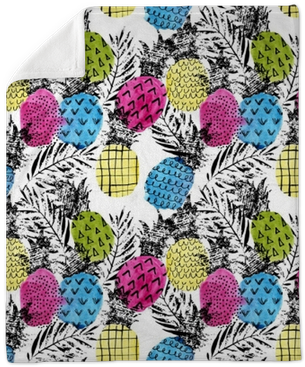 Colorful Pineapple With Watercolor And Grunge Textures - Pop-kunst-ananas Und Palmblätter 2 6 Untersetzer (400x400), Png Download