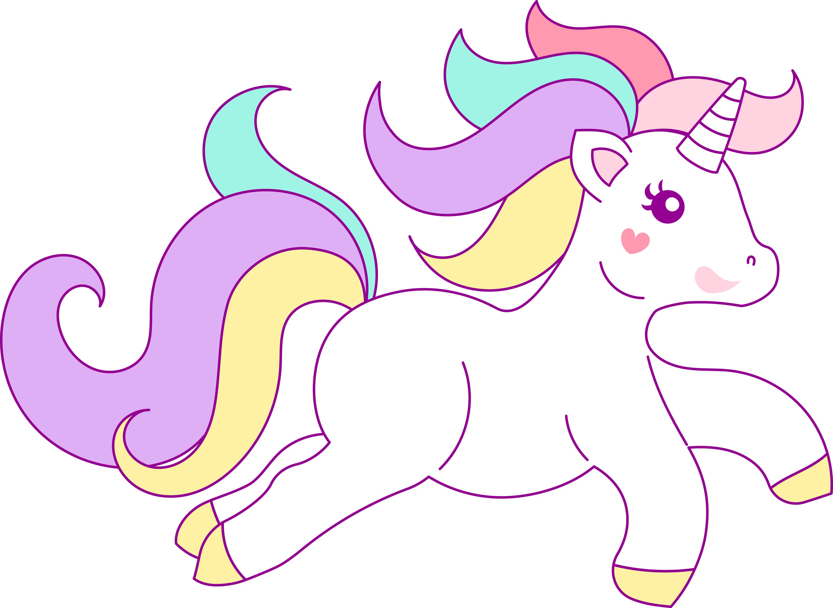 Free Hand Drawn Unicorn Clip Art - Free Unicorn Png Clipart (3504x2560), Png Download