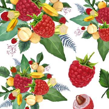 Decorative Raspberry Watercolor Flowers Background, - Watercolor Painting (360x360), Png Download