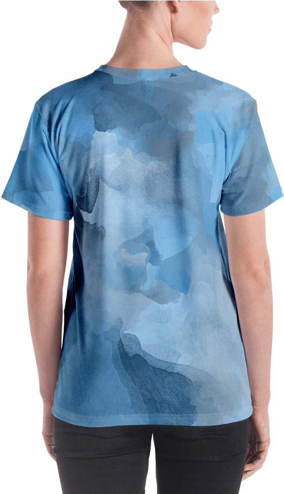 Steel Blue Watercolor Women's T Shirt T Shirt Zazuze - T-shirt (1000x1000), Png Download