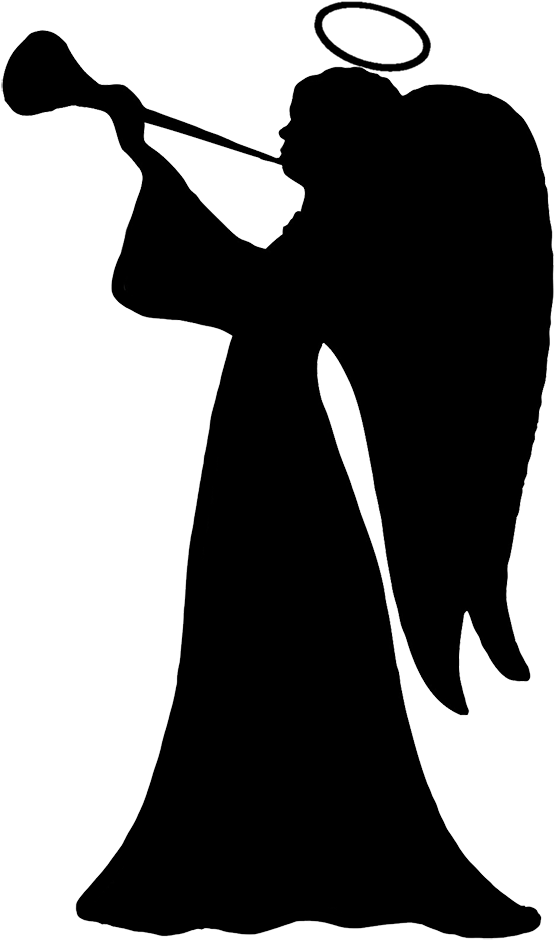 Trumpet Blowing Cherub - Angels Silhouette Png (769x1063), Png Download
