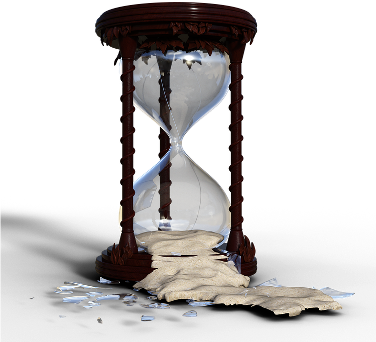 Hourglass, Flow Of Time, Broken, Time, Stopped - Broken Sand Clock Hd (748x720), Png Download