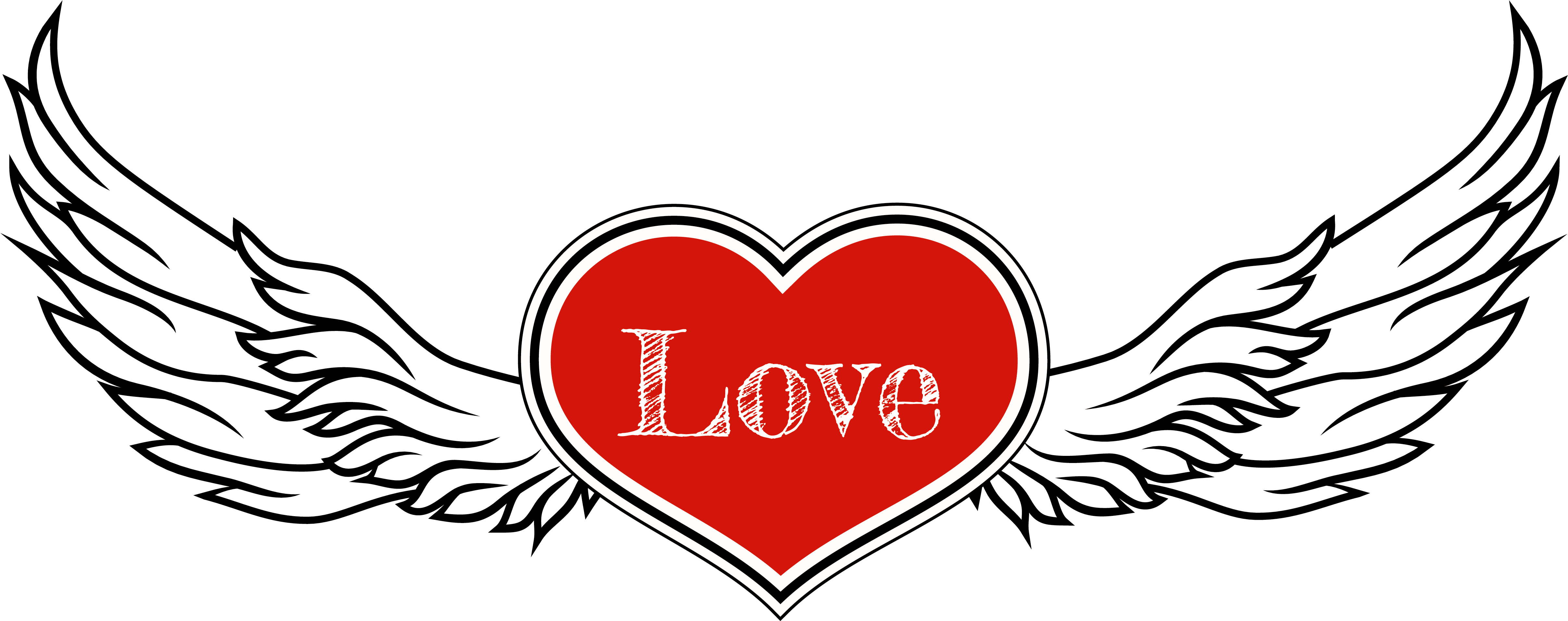 Rocker Heart With Wings Png Clipart Pictureu200b Gallery - Heart With Wings Clipart (5277x2111), Png Download