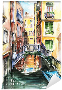 Venice Drawing Watercolor Graphic Library Stock - Summer In Venice Curtains (400x400), Png Download