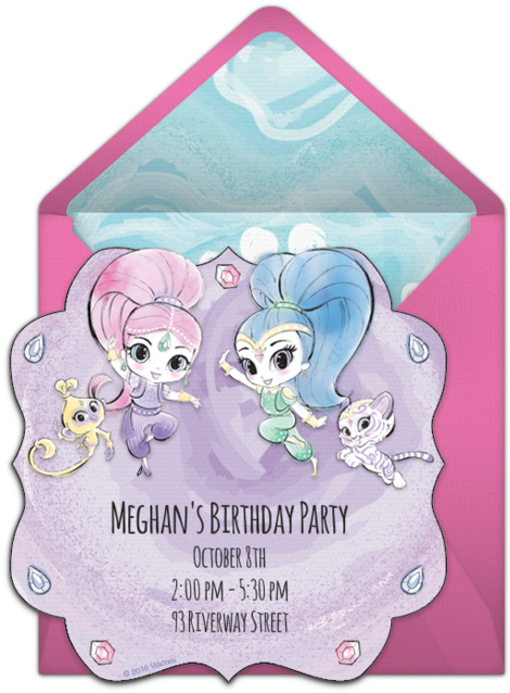 Shimmer And Shine Watercolor Online Invitation - Shimmer And Shine (650x650), Png Download