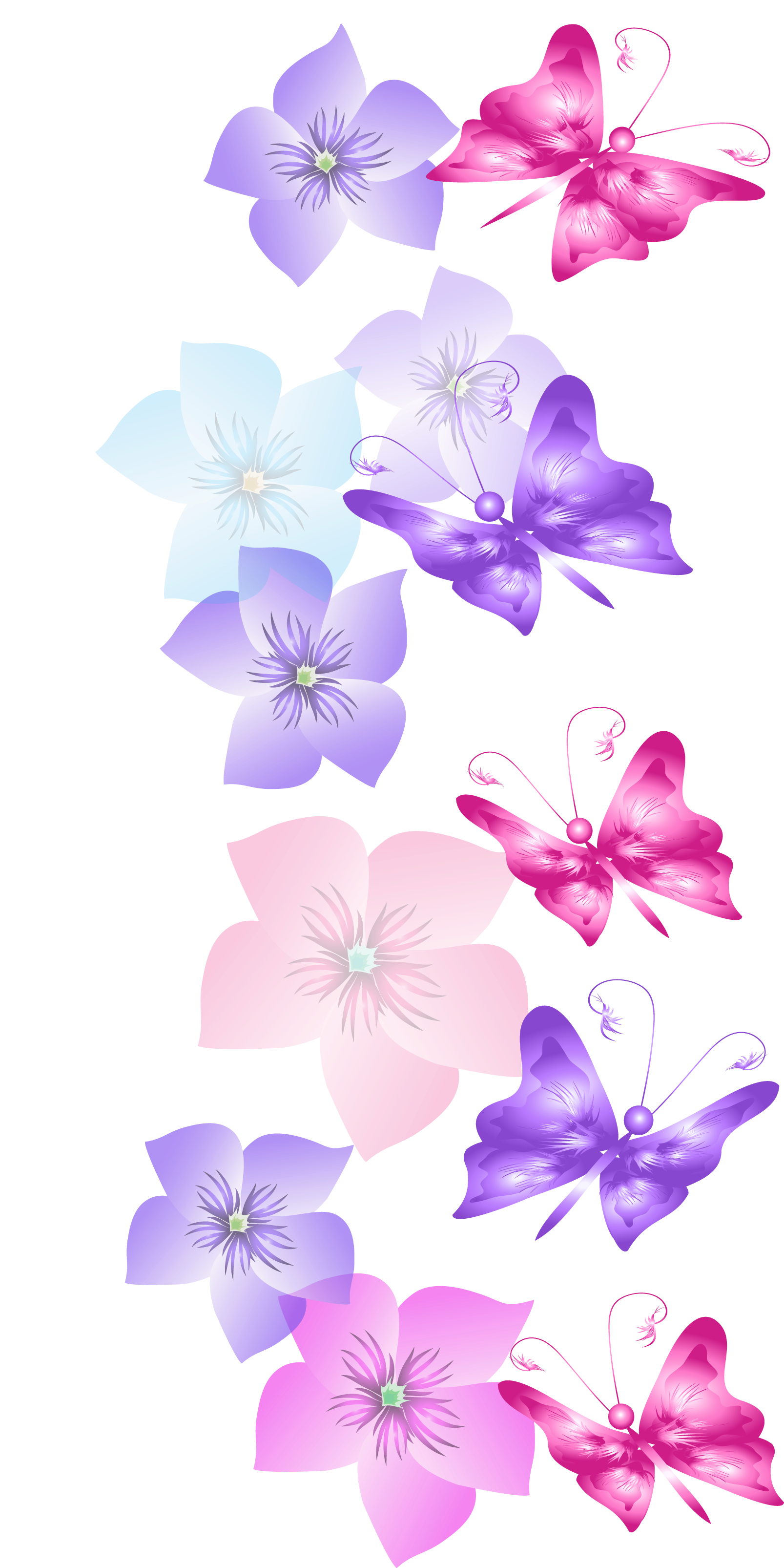 And Flowers Decoration Png Gallery - Butterfly And Flowers Decoration (1935x3455), Png Download