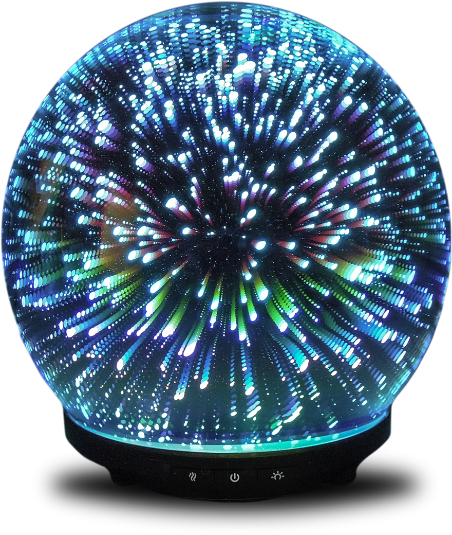 Ultrasonic Glass Diffuser With 3d Led Light Effect - Lemongrass, Bergamot, Grapefruit | 3-pack 5ml Bottles (1080x1080), Png Download