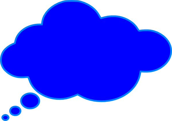 Original Png Clip Art File Wide Thought Bubble Blue (600x421), Png Download