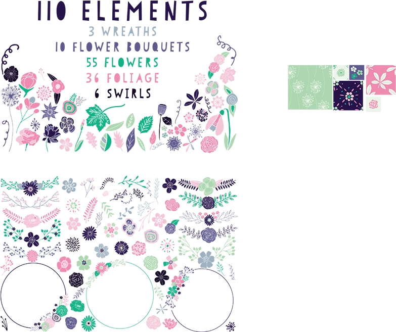 Wreath Bouquet Foliage Swirl Elements K235 Wreath Bouquet - Clip Art (800x800), Png Download