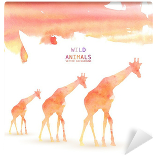 Giraffe Animal Watercolor Background Wall Mural • Pixers® - Stock Illustration (400x400), Png Download