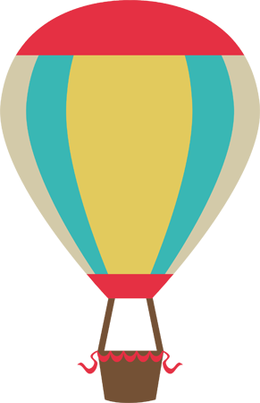 Hot Air Balloon Fancy Banner Transparent Library - Balloon Flat Design Png (291x450), Png Download