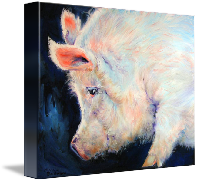 "my Pink Pig Lucky Day" By Marcia - Gallery-wrapped Canvas Art Print 14 X 11 Entitled My (650x598), Png Download