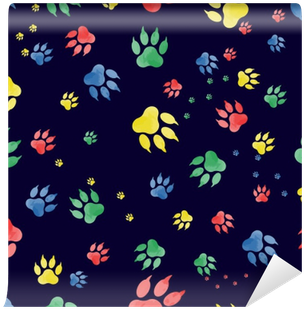 Seamless Pattern Of Dog Paw Marks - Fondo Oscuro Con Huellas De Perro (400x400), Png Download
