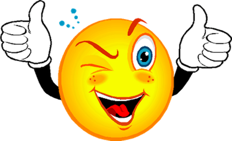 Smiley Face Wink Thumbs Up - Smiley Face With Thumbs Up (800x486), Png Download