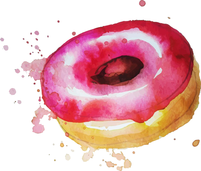 Watercolor Donuts Png (650x555), Png Download