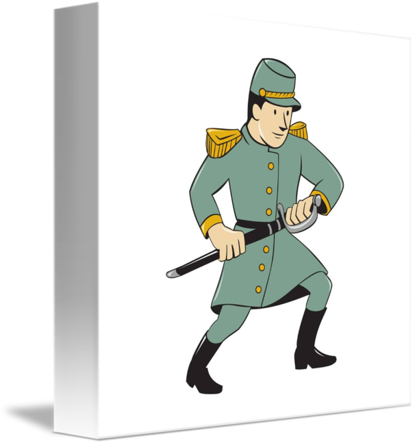 Graphic Transparent Stock Confederate Army Sword Cartoon - Civil War Soldier Cartoon (606x650), Png Download