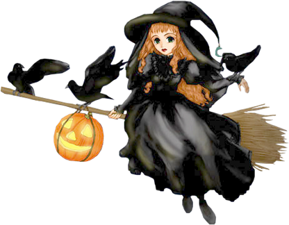 Witch Png Free Download - Süpürgeli Cadı Resimleri (416x324), Png Download