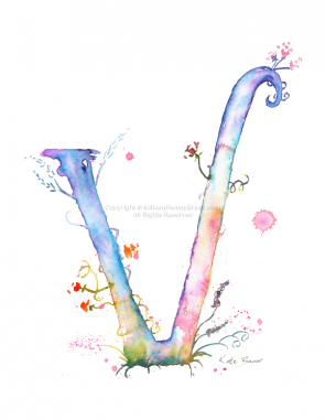Watercolor Letter V (380x380), Png Download