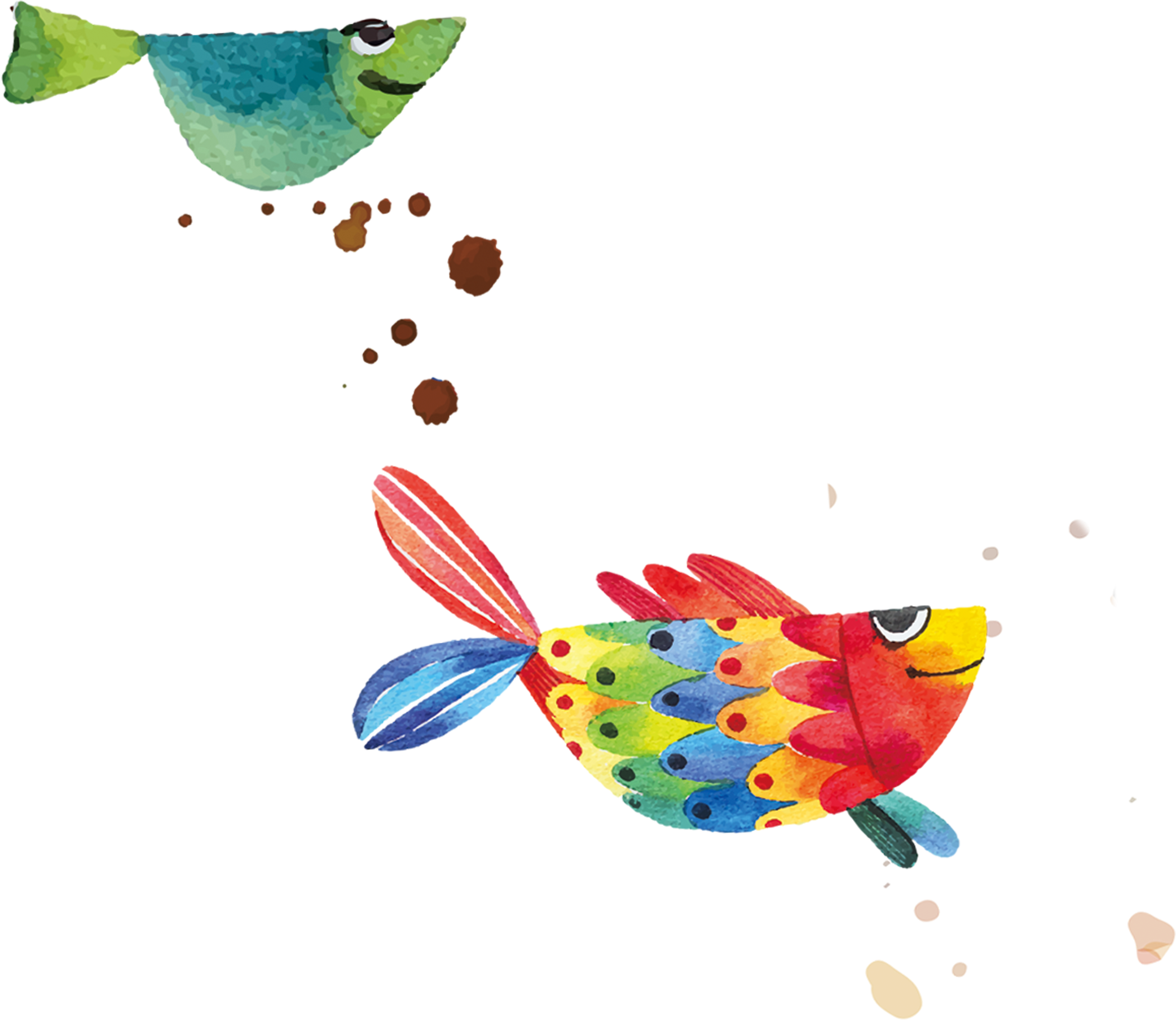 Creative Color Cartoon Fish 2480*2337 - Jesspad U-shape Travel Pillow Watercollor Smiling Fish (2480x2337), Png Download