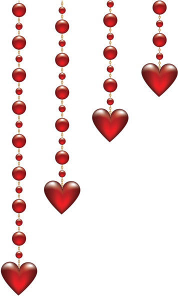 Valentine's Day Hanging Hearts Transparent Png Clip - Valentines Day Hanging Hearts (380x600), Png Download