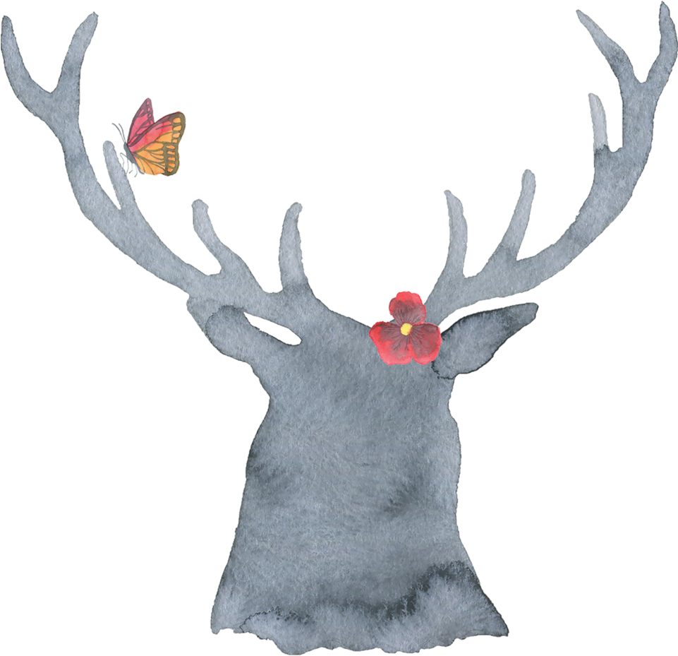 Boho Watercolor Deer - Green Leaf Art 'deer And Mountains 2' Framed Graphic (960x960), Png Download