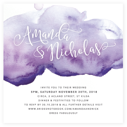 Watercolour Invitation - Purple - Poster (435x435), Png Download