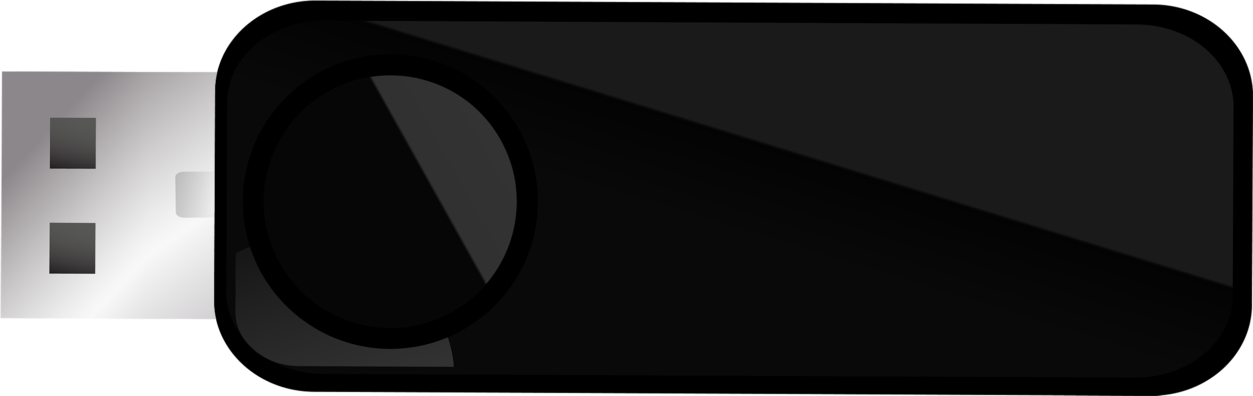 Black Usb Flash Memory - Circle (2552x838), Png Download