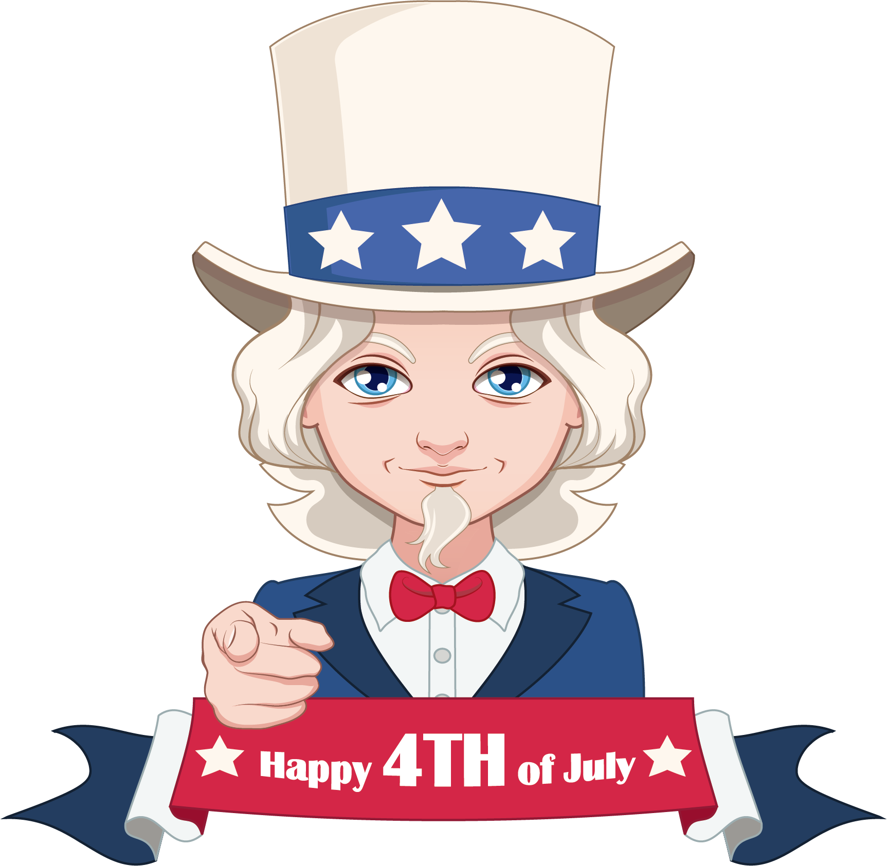 Uncle Sam Clipart 4th July - Cartoon (1725x1685), Png Download