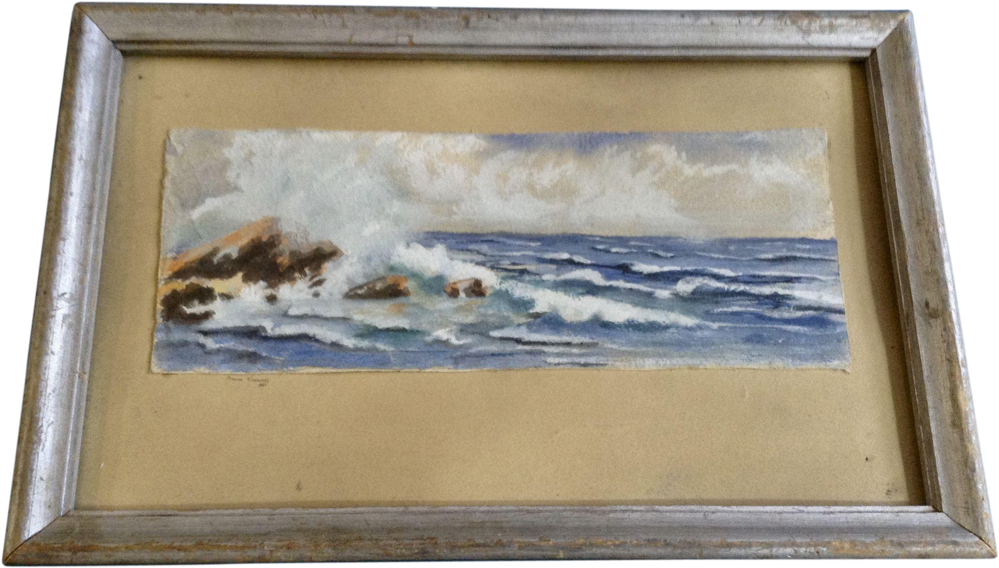 Francel Niswanger 1930 Seascape Watercolor In Original - Picture Frame (1987x1987), Png Download