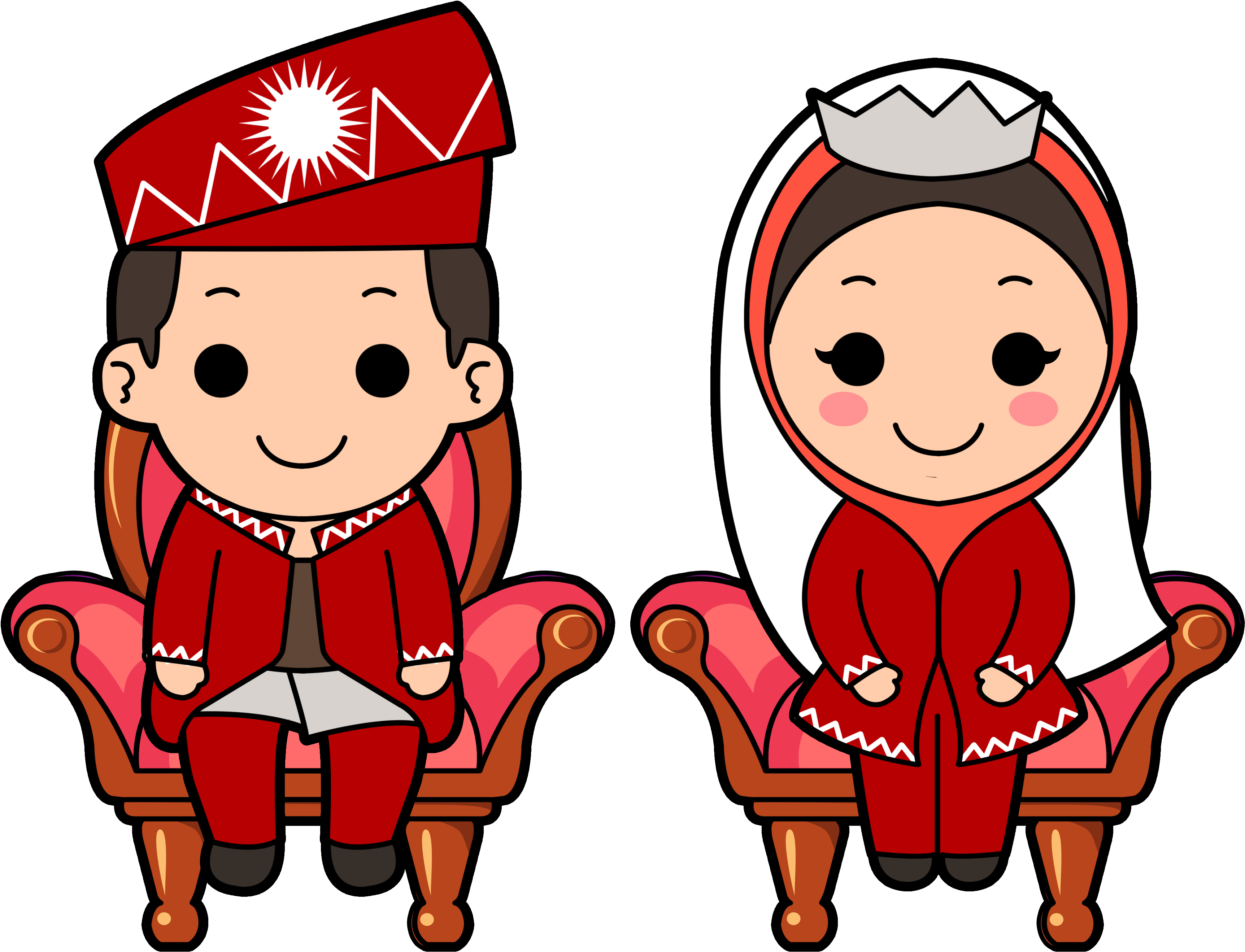 Muslim Wedding Cartoon - Muslim Wedding Couple Cartoon Png (4000x3000), Png Download