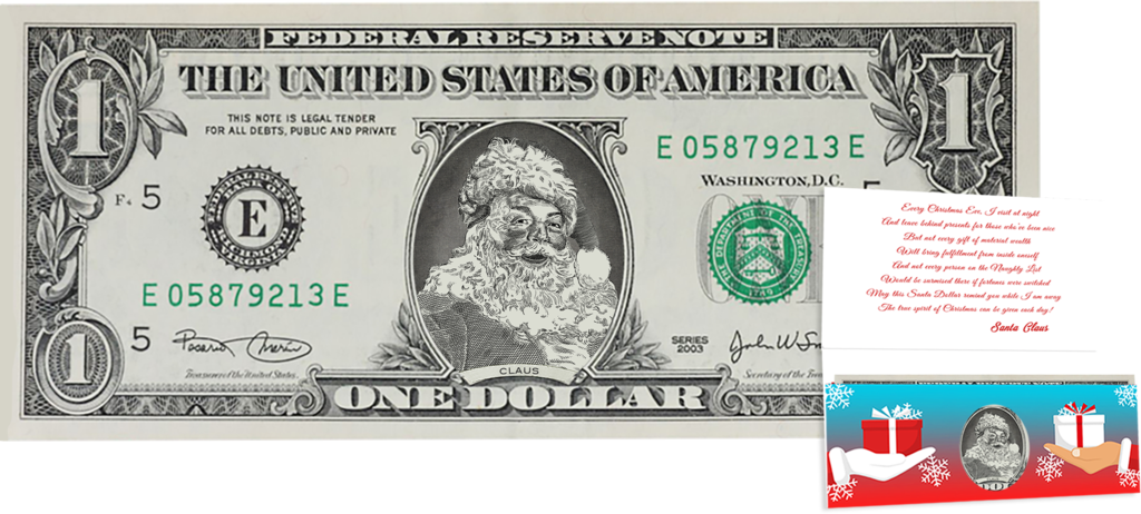 Official Santa Claus Dollar Bill - Dollar 1 Sri Lankan Price (1024x462), Png Download