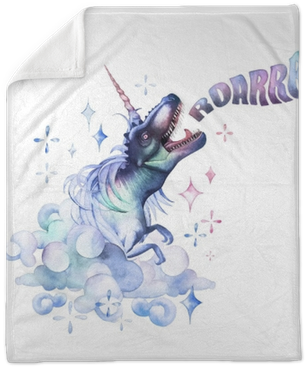 Watercolor Tyrannosaurus With Unicorn Horn And Mane - T Rex Watercolor (400x400), Png Download