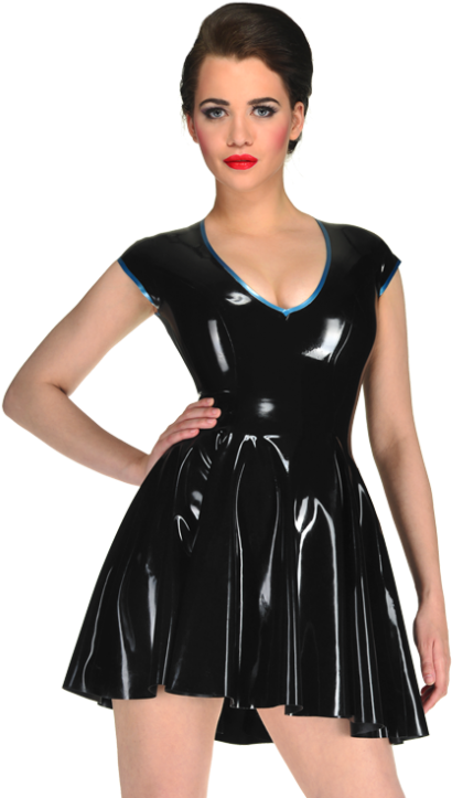 V-neck Swing Dress - Latex Swing Dress (576x741), Png Download