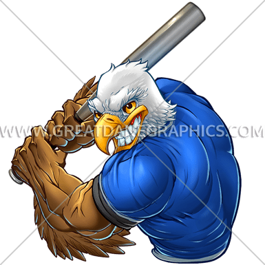Eagle Baseball Player - Eagle Baseball Player Printed T-shirt Sport Bat Bald (385x385), Png Download