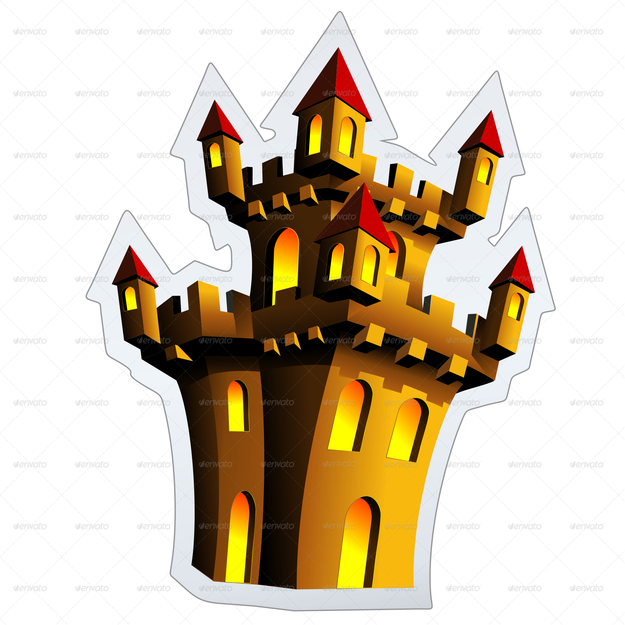 Halloween Stickers Poster Frame-jpg 900 B - Halloween Castle On Creepy Nightmare Full Moon Card (2001x2001), Png Download