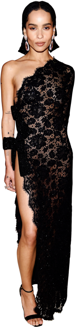 Zoe Kravitz Wearing A Black Lace Gown - Zoë Kravitz (768x1151), Png Download